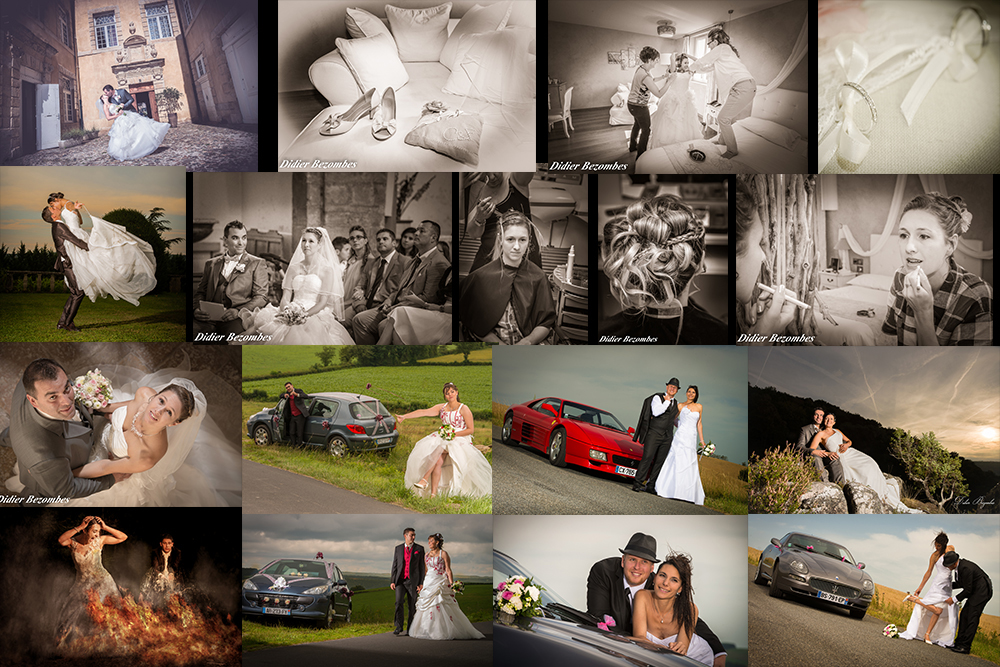 la photographie illustre des exemple de photos de mariages en couleur et en sepia qui donne un style retro au images de mariage un original